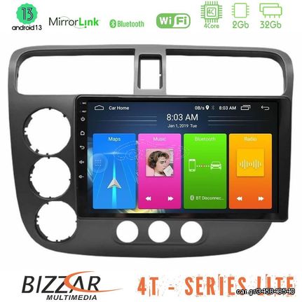 Bizzar 4T Series Honda Civic 2001-2005 4Core Android13 2+32GB Navigation Multimedia Tablet 9"