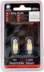 Λάμπες Led Σωληνωτές 31mm 1 Led 12volt Λευκό Φως RaceSport LIT17BN 2 Τεμάχια