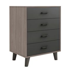 ELIOT Συρταριέρα, με 4 Συρτάρια, Απόχρωση Sonoma Oak-Grey Ε7370,1 Καρυδί/Γκρι από MDF - Κόντρα Πλακέ - Καπλαμάς - Νοβοπάν  60x40x80cm  1τμχ