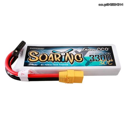 Gens ace G-Tech Soaring 3300mAh 11.1V 30C 3S1P LiPo Battery Pack with XT90 Plug