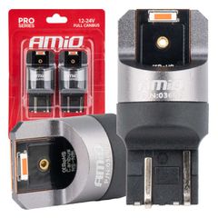 Amio - ΛΑΜΠΑΚΙΑ W21/5W 7443 12/24V 6.000K 2xSMD LED FULL CAN-BUS ΚΟΚΚΙΝΟ PRO SERIES - 2 Τεμ. (03602/AM)