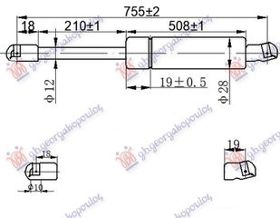 ΑΜΟΡΤΙΣΕΡ ΜΠΑΓΚΑΖ (MULTIVAN) (755L-1130N) για VW TRANSPORTER (T5) 03-10 για VW TRANSPORTER (T5) 03-1