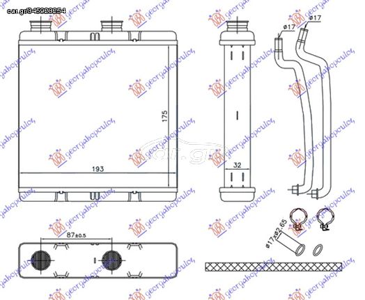 ΨΥΓΕΙΟ ΚΑΛΟΡΙΦΕΡ (BR) (175x190x32) για HONDA CIVIC H/B-L/B 06-12 για HONDA CIVIC H/B-L/B 06-12