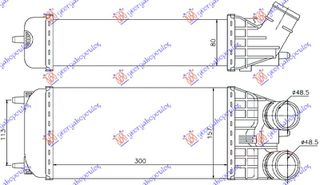 ΨΥΓΕΙΟ INTERCOOLER 1.2 THP ΜΗΧ-ΑΥΤ.-1.6 HDI-1.6 BLUEHDI ΜΗΧΑΝΙΚΟ (300x157x80)(Φ48.5) για CITROEN C4