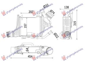 ΨΥΓΕΙΟ INTERCOOLER 1.5-2.0 BENZINH-ΥΒΡΙΔΙΚΟ (207x197) (MAHLE BEHR PREMIUM LINE) για MERCEDES GLC (X2