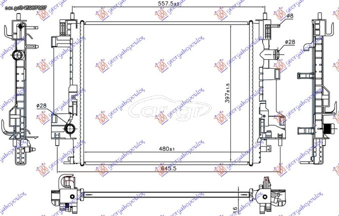 ΨΥΓΕΙΟ ΝΕΡΟΥ 0.9 TURBO / 1.0 12v ΒΕΝΖΙΝΗ-ELECTRIC(480x397x16) για SMART FORFOUR EQ 20- για SMART FOR