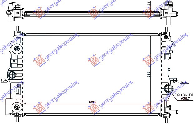 ΨΥΓΕΙΟ 1.4-1.6 TURBO ΒΕΝΖΙΝΗ ΑΥΤΟΜΑΤΟ (680x395) για OPEL ASTRA J 4D 13- για OPEL ASTRA J 4D 13-