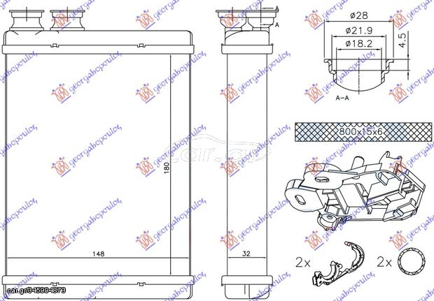 ΨΥΓΕΙΟ ΚΑΛΟΡΙΦΕΡ (180x148x32) για PEUGEOT 308 17-21 για PEUGEOT 308 17-21