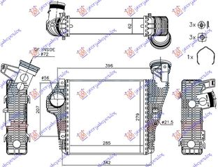 ΨΥΓΕΙΟ INTERCOOLER ΒΕΝΖΙΝΗ 3.0-3.6 (285x279x62) για PORSCHE MACAN 14-18 για PORSCHE MACAN 14-18