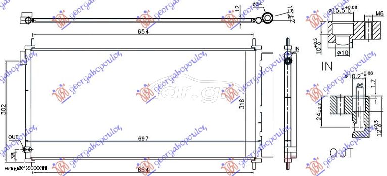 ΨΥΓΕΙΟ A/C 1.6 D4D ΠΕΤΡΕΛΑΙΟ (697x318x12) για TOYOTA AURIS 15-19 για TOYOTA AURIS 15-19