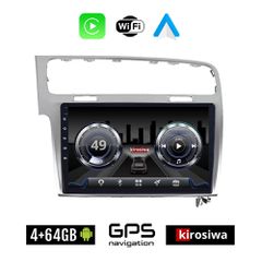 KIROSIWA 4+64GB VOLKSWAGEN GOLF 7 (2013 - 2020) Android οθόνη αυτοκίνητου 4GB με GPS WI-FI (VW ηχοσύστημα αφής 10" ιντσών Youtube Playstore MP3 USB Radio Bluetooth Mirrorlink, 4x60W Apple Carplay Andr