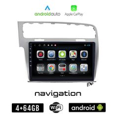 VOLKSWAGEN VW GOLF 7 (2013 - 2020) Android οθόνη αυτοκίνητου 4GB + 64GB με GPS WI-FI (ηχοσύστημα αφής 10" ιντσών OEM Android Auto Apple Carplay Youtube Playstore MP3 USB Radio Bluetooth Mirrorlink, 4x