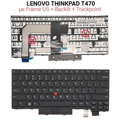 Πληκτρολόγιο LENOVO THINKPAD T470 WITH FRAME US + BACKLIT WITH MOUSE