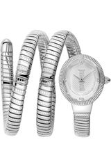 Just Cavalli JC1L269M0015 Signature Snake, Stainless Steel, Με Μπρασελέ, Ασημί