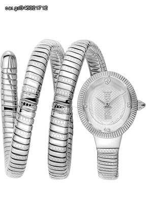 Just Cavalli JC1L269M0015 Signature Snake, Stainless Steel, Με Μπρασελέ, Ασημί