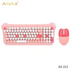 HOT PINK Aoas AS212 Ασύρματο Bluetooth Σετ Πληκτρολόγιο & Ποντίκι Αγγλικό US