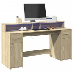 Γραφείο με LED Sonoma δρυς 160x55x91 εκ. Επεξεργ. Ξύλο 3309431