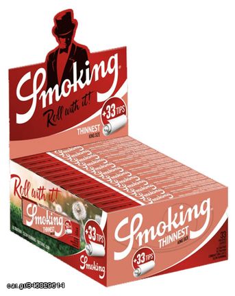 Smoking Χαρτάκια Thinnest Red - King Size με Τζιβάνες 50τεμ.