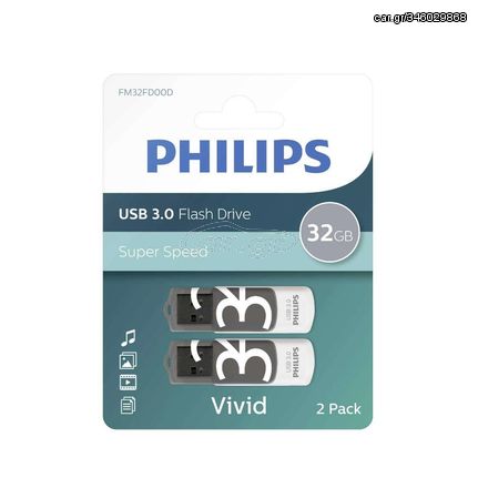 Philips Vivid pack 32GB USB 3.0 Stick Γκρι (PHUSB32GVIVIDU3P2) (PHIPHUSB32GVIVIDU3P2)