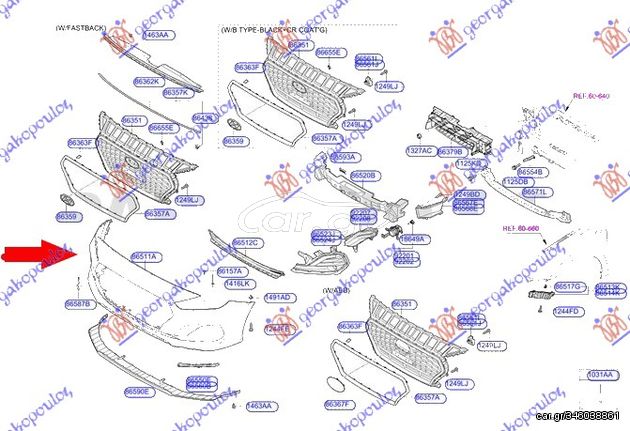 ΠΡΟΦΥΛΑΚΤΗΡΑΣ ΕΜΠΡΟΣ ΒΑΦΟΜ. (Γ) για HYUNDAI i30 FASTBACK 17-20 για HYUNDAI i30 FASTBACK 17-20