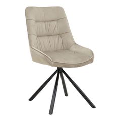 Καρέκλα Κουζίνας Wori Από Βελούδο Μπεζ - Μαύρο