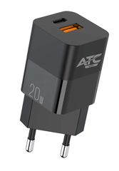 Φορτιστής Πρίζας Quick Power Charger PD+QC USB A & Type C 3.3V-11V 2A 20W Black CHF5b