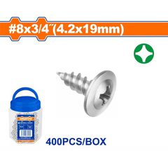 WADFOW ΛΑΜΑΡ. ΓΑΛΒ. ΦΑΡΔΥ ΚΕΦΑΛΙ WAFFER 8 X 3/4" / 4.2 Χ 19mm 400TEM ΣΕ ΠΛΑΣΤΙΚΟ ΒΑΖΑΚΙ (WXS7T12)