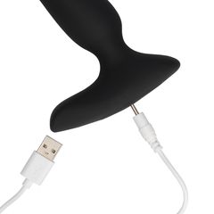 Beaded Vibrating Anal Plug with Remote Control - Licorice Black-thumb-3