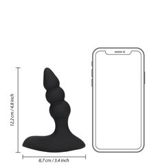 Beaded Vibrating Anal Plug with Remote Control - Licorice Black-thumb-7