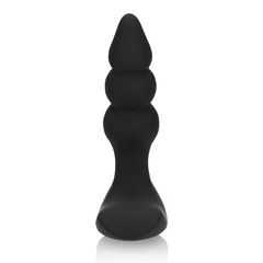 Beaded Vibrating Anal Plug with Remote Control - Licorice Black-thumb-9