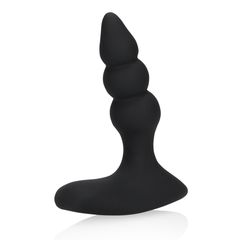 Beaded Vibrating Anal Plug with Remote Control - Licorice Black-thumb-1