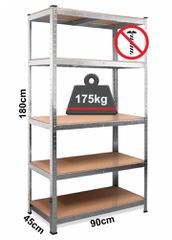 Inox Kiss Ραφιέρα με 5 ράφια MDF SH100