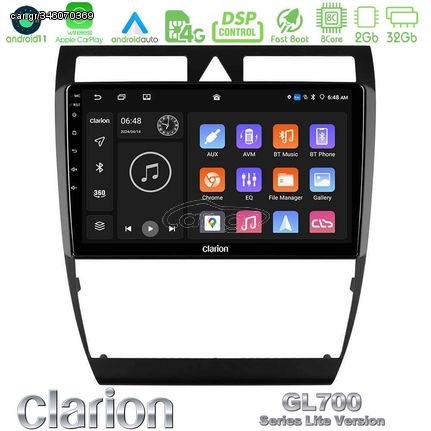 Clarion GL700 Lite Series 8Core Android11 2+32GB Audi A6 (C5) 1997-2004 Navigation Multimedia Tablet 9″ Με Carplay & Android Auto