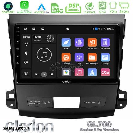 Clarion GL700 Lite Series 8Core Android11 2+32GB Mitsubishi Outlander/Citroen C-Crosser/Peugeot 4007 Navigation Multimedia Tablet 9″ Με Carplay & Android Auto