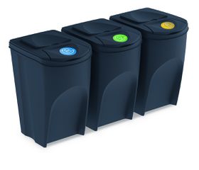 PROSPERPLAST Πλαστικοί Κάδοι Sortibox Set 3x35 lt μαύροι IKWB35S3-S411
