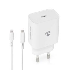 Nedis Φορτιστής με Θύρα USB-C και Καλώδιο Lightning 20W Power Delivery Λευκός (WCPDL20W112) (NEDWCPDL20W112WT)