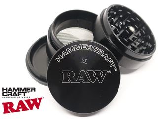 HAMMERCRAFT X RAW ALUMINIUM BLACK LARGE 63mm 4 PARTS GRINDER 716165304050