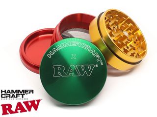 HAMMERCRAFT X RAW ALUMINIUM RASTA SMALL 51mm 4 PARTS GRINDER 716165304067