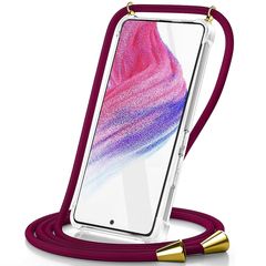 Θήκη Ancus Crossbody για Samsung SM-A356 Galaxy A35 5G Διάφανη με Κορδόνι Μπορντώ