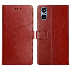 For Sony Xperia 5 V Y-shaped Pattern Flip Leather Phone Case(Brown)