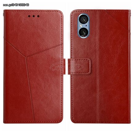 For Sony Xperia 5 V Y-shaped Pattern Flip Leather Phone Case(Brown)