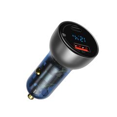 Dual Quick Charger Car Charger Baseus Particular Digital Display QC+PPS 65W (Silver)