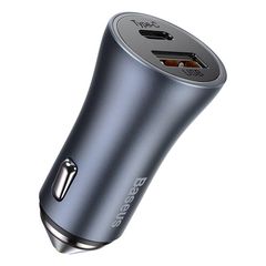 Baseus Golden Contactor Pro car charger, USB + USB-C, QC4.0+, PD, SCP, 40W (dark gray) with Cable Type-C to iP 1m Black