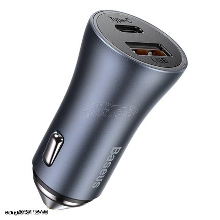 Baseus Golden Contactor Pro car charger, USB + USB-C, QC4.0+, PD, SCP, 40W (dark gray) with Cable Type-C to iP 1m Black