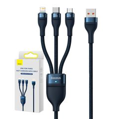 3in1 USB cable Baseus Flash Series, USB-C + micro USB + Lightning, 100W, 1.2m (blue)