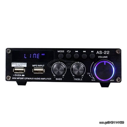 Blitzwolf AS-22 audio amplifier, 45W, Bluetooth 5.0, USB + remote control (black)