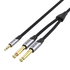 Cable mini jack 3.5 mm to 2x jack 6.5 mm Vention BARHG 1.5m (grey)