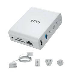 Docking station / wall charger INVZI GanHub 100W, 9in1 (white)