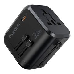 Travel wall charger Choetech PD5008, 3xUSB-A, 1xUSB-C, GaN, 30W, US/EU/UK/AU (black)