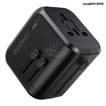 Travel wall charger Choetech PD5008, 3xUSB-A, 1xUSB-C, GaN, 30W, US/EU/UK/AU (black)